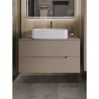 Тумба с раковиной Orange Line Li-100TuLMDF+B07-600W, 100 см, подвесная, цвет латте матовый Soft Touch
