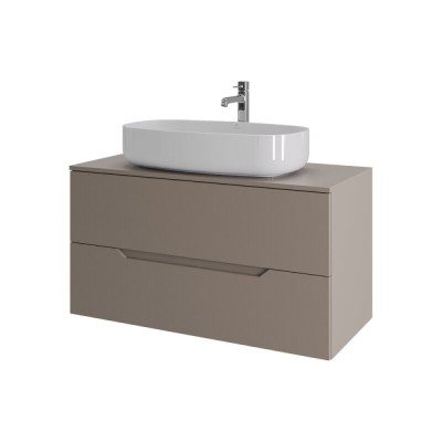 Тумба с раковиной Orange Line Li-100TuLMDF+B07-675W, 100 см, подвесная, цвет латте матовый Soft Touch