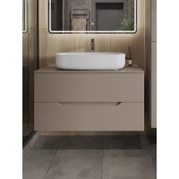 Тумба с раковиной Orange Line Li-100TuLMDF+B07-675W, 100 см, подвесная, цвет латте матовый Soft Touch