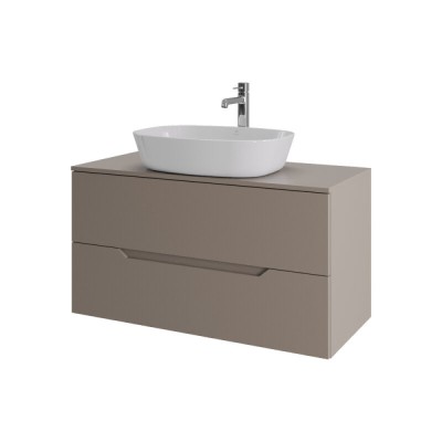Тумба с раковиной Orange Line Li-100TuLMDF+B08-500W, 100 см, подвесная, цвет латте матовый Soft Touch