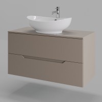 Тумба с раковиной Orange Line Li-100TuLMDF+B08-585W, 100 см, подвесная, цвет латте матовый Soft Touch