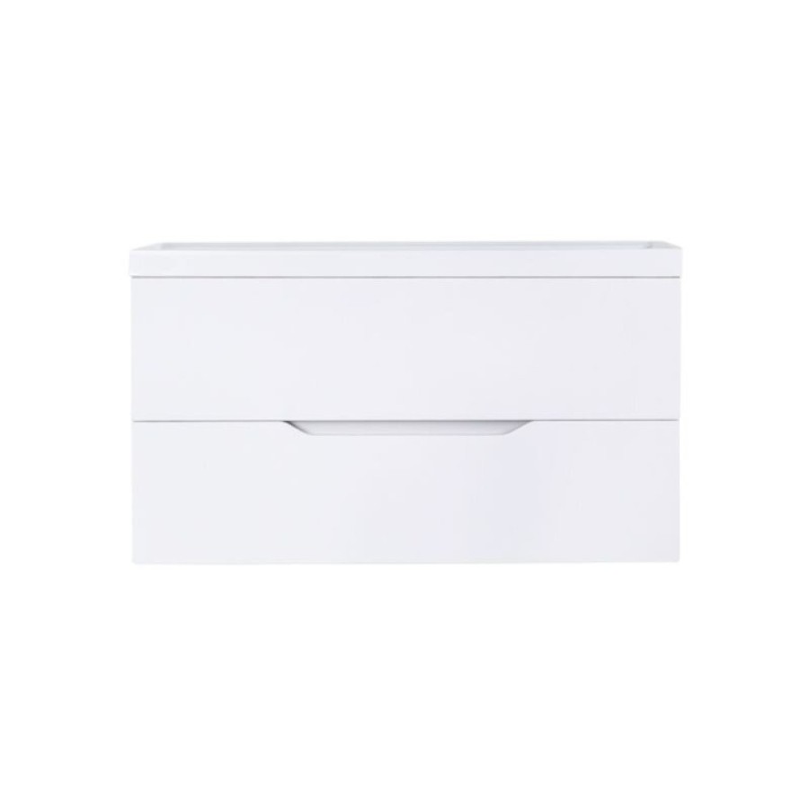 Тумба с раковиной Orange Line, Li-100Tuw+RA100, подвесная, белый матовый Soft Touch
