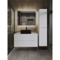 Тумба с раковиной Orange Line Li-100TuwMDF+B02-460MB, 100 см, подвесная, цвет белый матовый Soft Touch