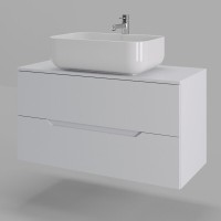 Тумба с раковиной Orange Line Li-100TuwMDF+B03-600W, 100 см, подвесная, цвет белый матовый Soft Touch