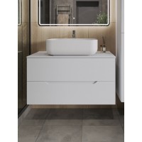 Тумба с раковиной Orange Line Li-100TuwMDF+B03-600W, 100 см, подвесная, цвет белый матовый Soft Touch