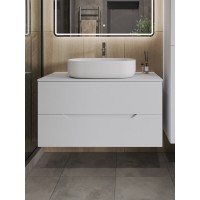 Тумба с раковиной Orange Line Li-100TuwMDF+B04-600W, 100 см, подвесная, цвет белый матовый Soft Touch