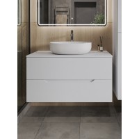 Тумба с раковиной Orange Line Li-100TuwMDF+B05-520W, 100 см, подвесная, цвет белый матовый Soft Touch