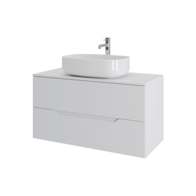 Тумба с раковиной Orange Line Li-100TuwMDF+B07-540W, 100 см, подвесная, цвет белый матовый Soft Touch