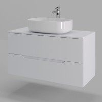 Тумба с раковиной Orange Line Li-100TuwMDF+B07-540W, 100 см, подвесная, цвет белый матовый Soft Touch