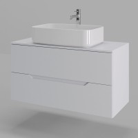 Тумба с раковиной Orange Line Li-100TuwMDF+B07-600W, 100 см, подвесная, цвет белый матовый Soft Touch