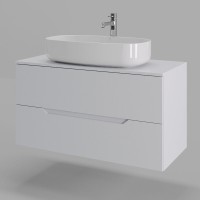 Тумба с раковиной Orange Line Li-100TuwMDF+B07-675W, 100 см, подвесная, цвет белый матовый Soft Touch