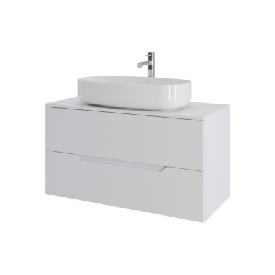 Тумба с раковиной Orange Line Li-100TuwMDF+B07-675W, 100 см, подвесная, цвет белый матовый Soft Touch