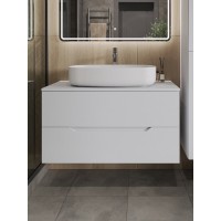 Тумба с раковиной Orange Line Li-100TuwMDF+B07-675W, 100 см, подвесная, цвет белый матовый Soft Touch