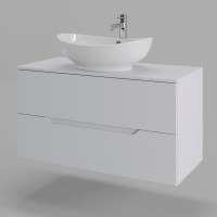 Тумба с раковиной Orange Line Li-100TuwMDF+B08-585W, 100 см, подвесная, цвет белый матовый Soft Touch