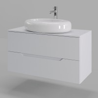 Тумба с раковиной Orange Line Li-100TuwMDF+B08-640W, 100 см, подвесная, цвет белый матовый Soft Touch