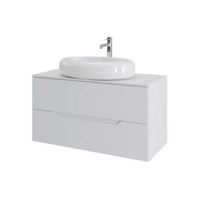Тумба с раковиной Orange Line Li-100TuwMDF+B08-640W, 100 см, подвесная, цвет белый матовый Soft Touch