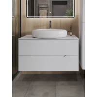 Тумба с раковиной Orange Line Li-100TuwMDF+B08-640W, 100 см, подвесная, цвет белый матовый Soft Touch