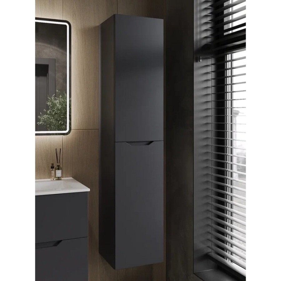 Пенал Orange Line Li-35Pug, 35 см, подвесной, правый, цвет графит матовый Soft Touch