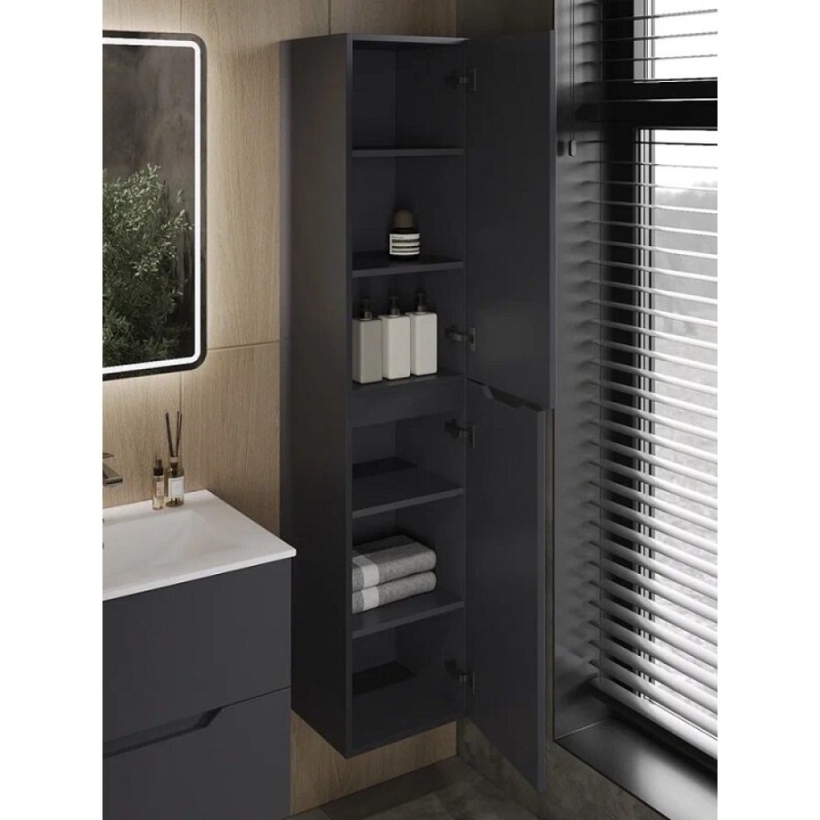 Пенал Orange Line Li-35Pug, 35 см, подвесной, правый, цвет графит матовый Soft Touch