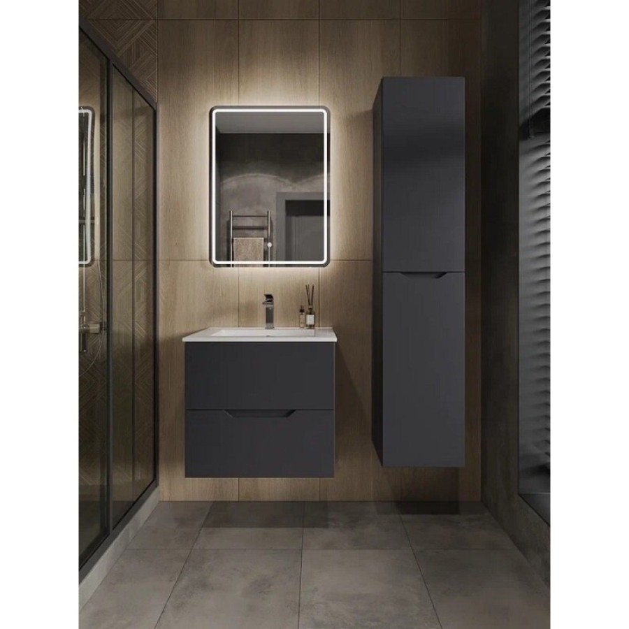 Пенал Orange Line Li-35Pug, 35 см, подвесной, правый, цвет графит матовый Soft Touch