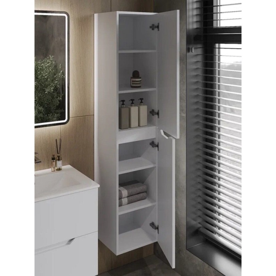 Пенал Orange Line Li-35Puw, 35 см, подвесной, правый, цвет белый матовый Soft Touch