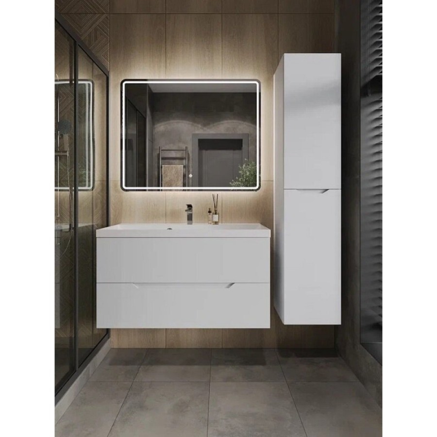 Пенал Orange Line Li-35Puw, 35 см, подвесной, правый, цвет белый матовый Soft Touch