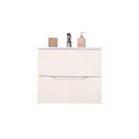 Тумба с раковиной Orange Line Li-60Tua+Ra, подвесная, айвори матовый Soft Touch