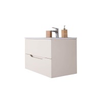 Тумба с раковиной Orange Line Li-60Tua+Ra, подвесная, айвори матовый Soft Touch