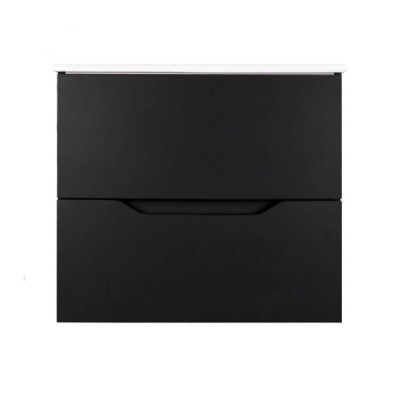 Тумба с раковиной Orange Line Li-60Tub+Ra, подвесная, чёрный матовый Soft Touch