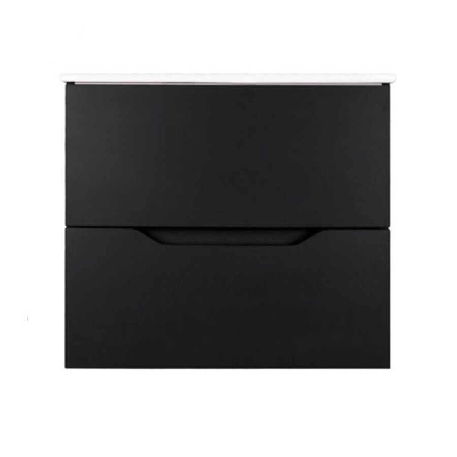 Тумба с раковиной Orange Line Li-60Tub+Ra, подвесная, чёрный матовый Soft Touch