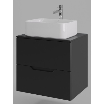 Тумба с раковиной Orange Line Li-60TubMDF+B02-460W, 60 см, подвесная, цвет черный матовый Soft Touch