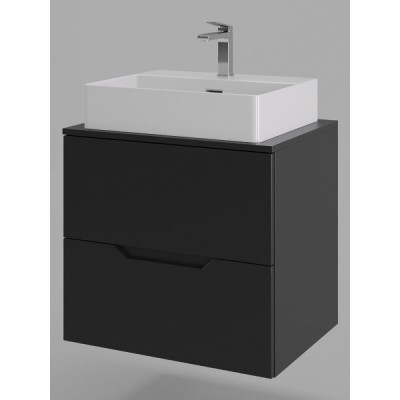 Тумба с раковиной Orange Line Li-60TubMDF+B04-500W, 60 см, подвесная, цвет черный матовый Soft Touch