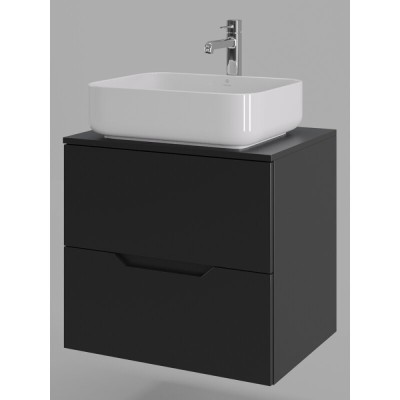 Тумба с раковиной Orange Line Li-60TubMDF+B05-500W, 60 см, подвесная, цвет черный матовый Soft Touch