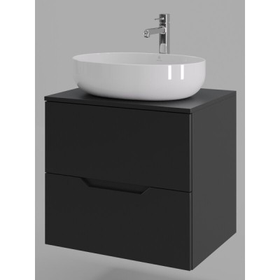 Тумба с раковиной Orange Line Li-60TubMDF+B05-520W, 60 см, подвесная, цвет черный матовый Soft Touch