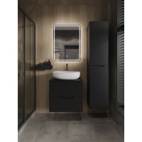 Тумба с раковиной Orange Line Li-60TubMDF+B05-520W, 60 см, подвесная, цвет черный матовый Soft Touch