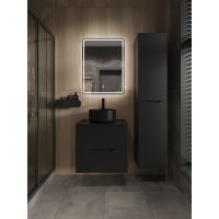 Тумба с раковиной Orange Line Li-60TubMDF+B07-345B, 60 см, подвесная, цвет черный матовый Soft Touch