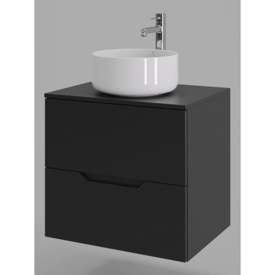 Тумба с раковиной Orange Line Li-60TubMDF+B07-345W, 60 см, подвесная, цвет черный матовый Soft Touch