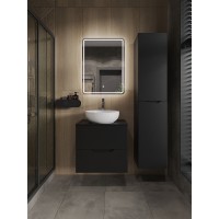 Тумба с раковиной Orange Line Li-60TubMDF+B07-420W, 60 см, подвесная, цвет черный матовый Soft Touch