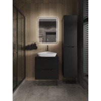 Тумба с раковиной Orange Line Li-60TubMDF+B07-500W, 60 см, подвесная, цвет черный матовый Soft Touch