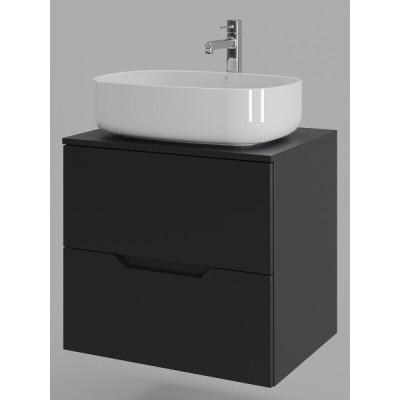 Тумба с раковиной Orange Line Li-60TubMDF+B07-540W, 60 см, подвесная, цвет черный матовый Soft Touch