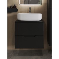 Тумба с раковиной Orange Line Li-60TubMDF+B07-540W, 60 см, подвесная, цвет черный матовый Soft Touch