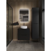 Тумба с раковиной Orange Line Li-60TubMDF+B09-360W, 60 см, подвесная, цвет черный матовый Soft Touch