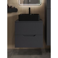 Тумба с раковиной Orange Line Li-60TugMDF+B01-475MB, 60 см, подвесная, цвет графит матовый Soft Touch
