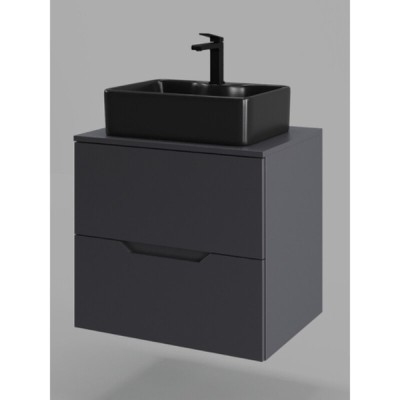 Тумба с раковиной Orange Line Li-60TugMDF+B01-475MB, 60 см, подвесная, цвет графит матовый Soft Touch