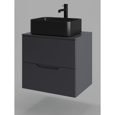 Тумба с раковиной Orange Line Li-60TugMDF+B02-460MB, 60 см, подвесная, графит матовый Soft Touch