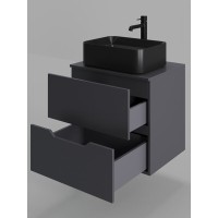 Тумба с раковиной Orange Line Li-60TugMDF+B02-460MB, 60 см, подвесная, графит матовый Soft Touch