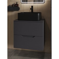 Тумба с раковиной Orange Line Li-60TugMDF+B02-460MB, 60 см, подвесная, графит матовый Soft Touch