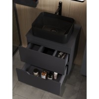 Тумба с раковиной Orange Line Li-60TugMDF+B02-460MB, 60 см, подвесная, графит матовый Soft Touch