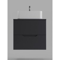 Тумба с раковиной Orange Line Li-60TugMDF+B02-460W, 60 см, подвесная, цвет графит матовый Soft Touch