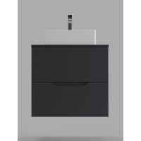 Тумба с раковиной Orange Line Li-60TugMDF+B04-405W, 60 см, подвесная, цвет графит матовый Soft Touch